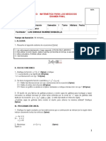 Matemáticas para negocios examen final título