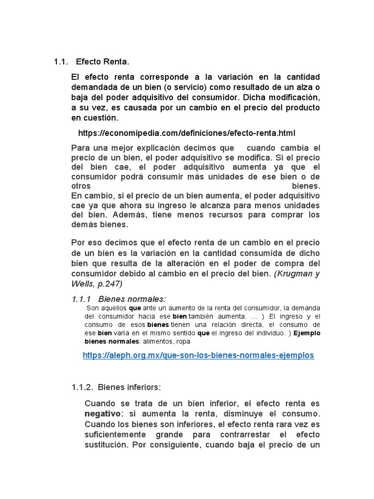 Efecto Renta y Efecto Sustitucion | PDF | Economias | Ciencias económicas