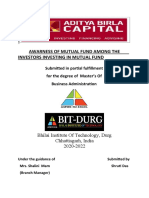 Awarness of Mutual Fund Among The Investors Investing in Mutual Fund