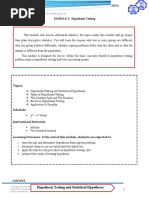 Math 012 Probability With Biostatistics Module 3 Hypothesis Testing