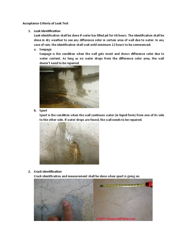 Leak Test Acceptance Criteria Identification Repair PDF