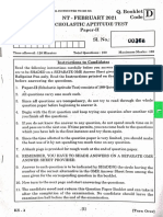 NTSE Feb 2021 - Paper-II (SAT) - Booklet Code - D (English Medium)