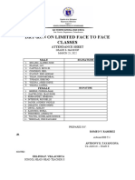 Dry-Run On Limited Face To Face Classes: Attendance Sheet