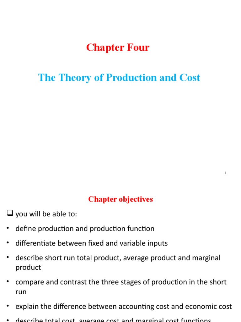 CH 4 The Theory of Production and Cost | PDF | Production Function ...