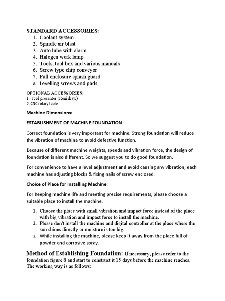 Machine Installation Instruction | PDF | Concrete | Screw
