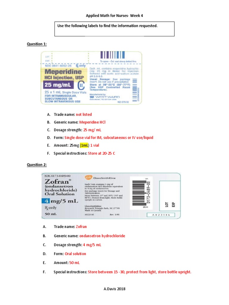 Reading Medication Labels Key PDF Medicinal Chemistry Therapy