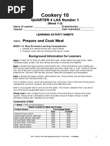 Cookery 10: Quarter 4 Las Number 1