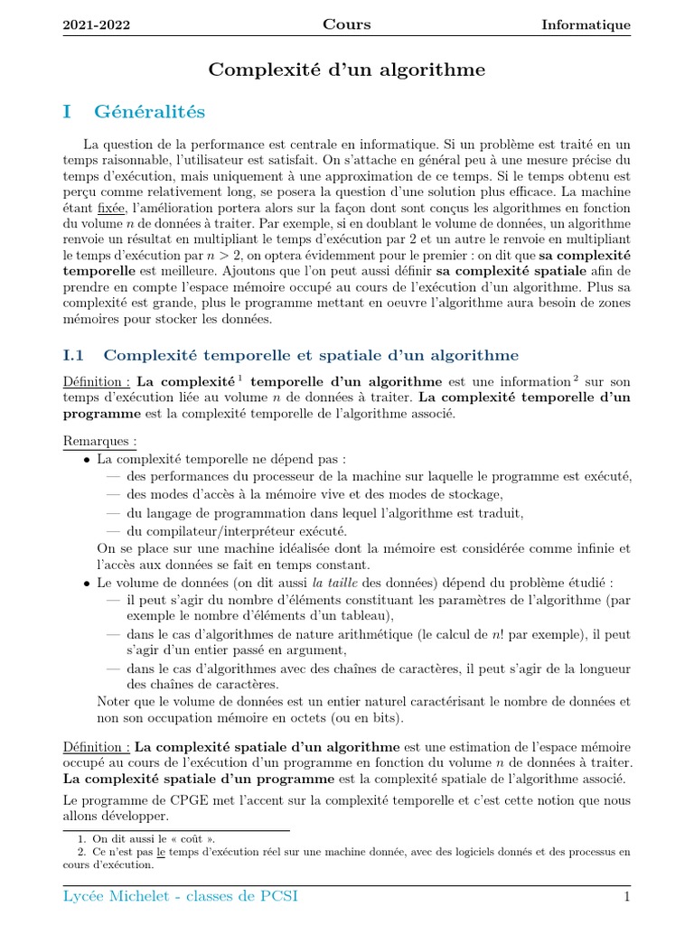 Complexité D'un Programme | PDF | Théorie de la complexité ...