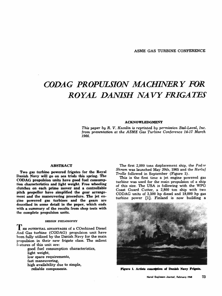 CODAG Propulsion for Danish Navy | PDF | Gas Turbine | Diesel Engine