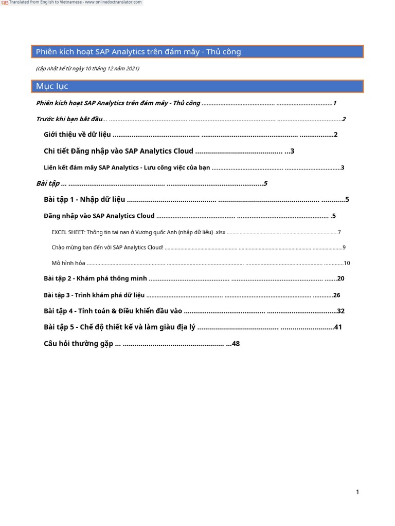 SAP Analytics Cloud Manual 2022 (English) .En - VI | PDF