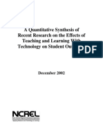 A Quantitative Synthesis of Recent Research On The Effects of Teaching and Learning With Technology On Student Outcomes