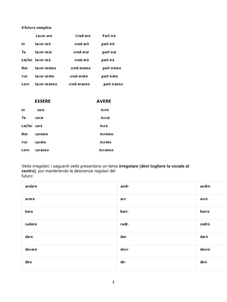 Il Futuro Semplice PDF