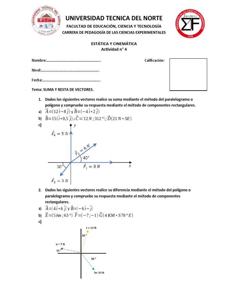 Suma y Resta de Vectores | PDF | Métodos y materiales de enseñanza ...