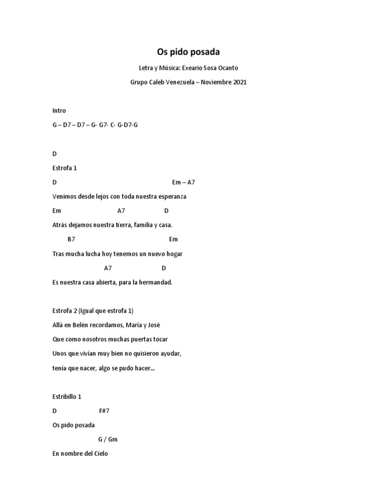 Os Pido Posada: Letra y Acordes | PDF