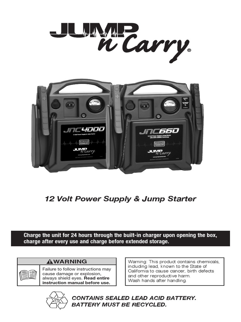 JumpNCarry JNC660 Jump Starter PDF Battery Charger Rechargeable