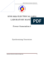 KNR 3522: Electrical Lab 2 Laboratory Manual: Synchronizing Generators