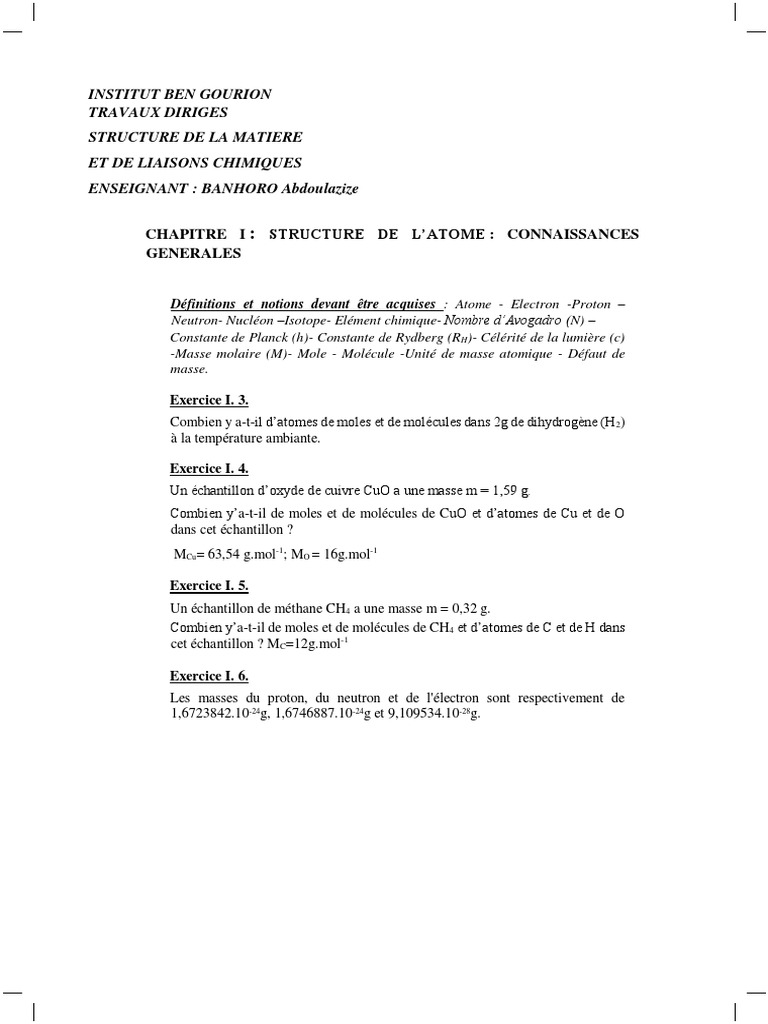 Structure atomique et liaisons chimiques | PDF | Atomes | Liaison chimique