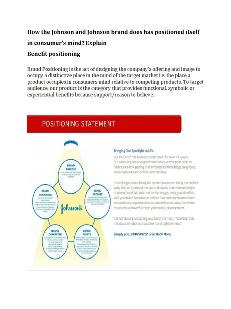 How The Johnson and Johnson Brand Does Has Positioned Itself in