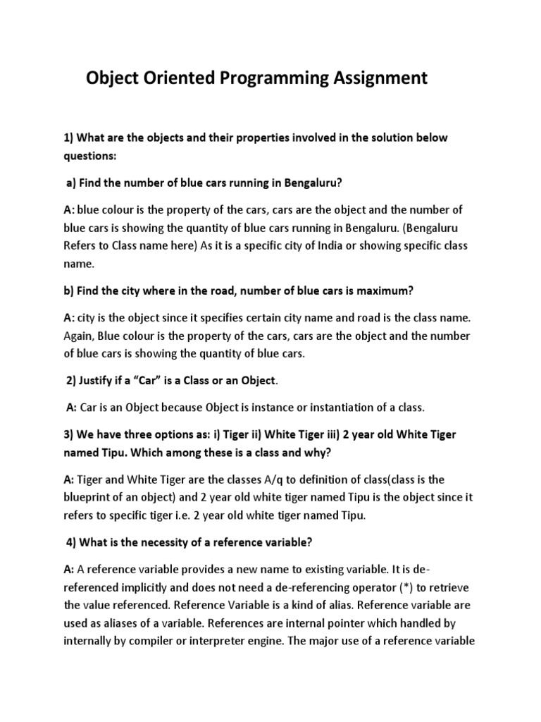 Object Oriented Programming Assignment Solutions | PDF | Method ...