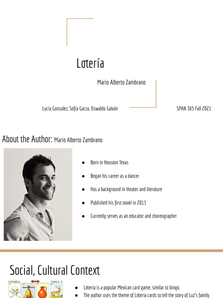 Lotería Mario Alberto Zambrano PDF General Fiction