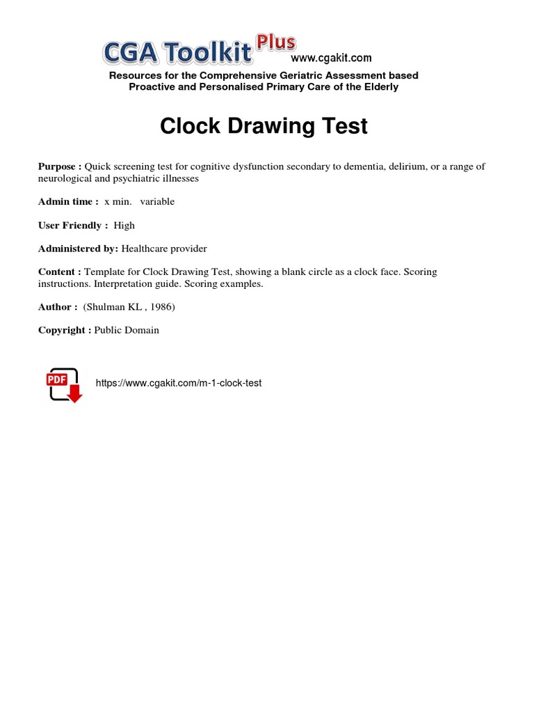 Clock Drawing Test PDF Neuroscience Health Care