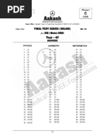 Test - 47: Final Test Series (Online) For JEE (Main) - 2021