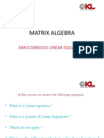 Matrix Algebra: Simultaneous Linear Equations