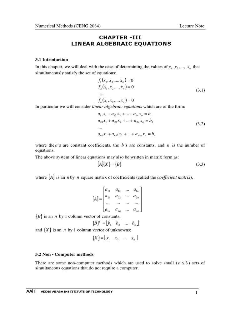 Linear Algebraic Equations Methods | PDF | Computational Science ...