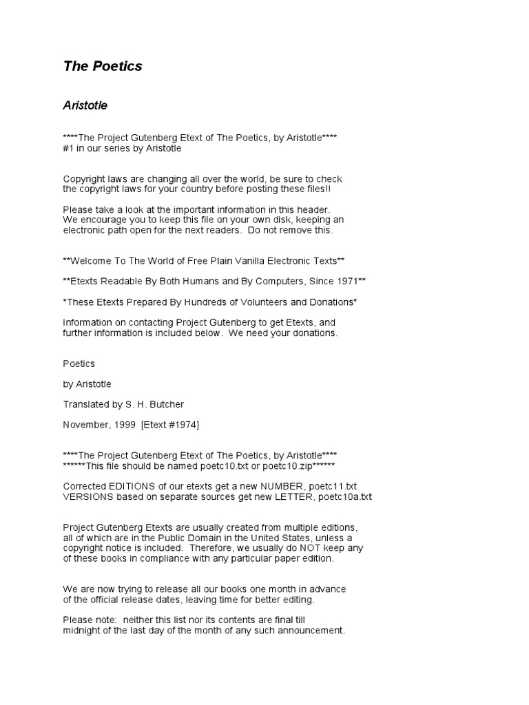 Aristotle's Poetics Overview | PDF | Tragedy | Poetry
