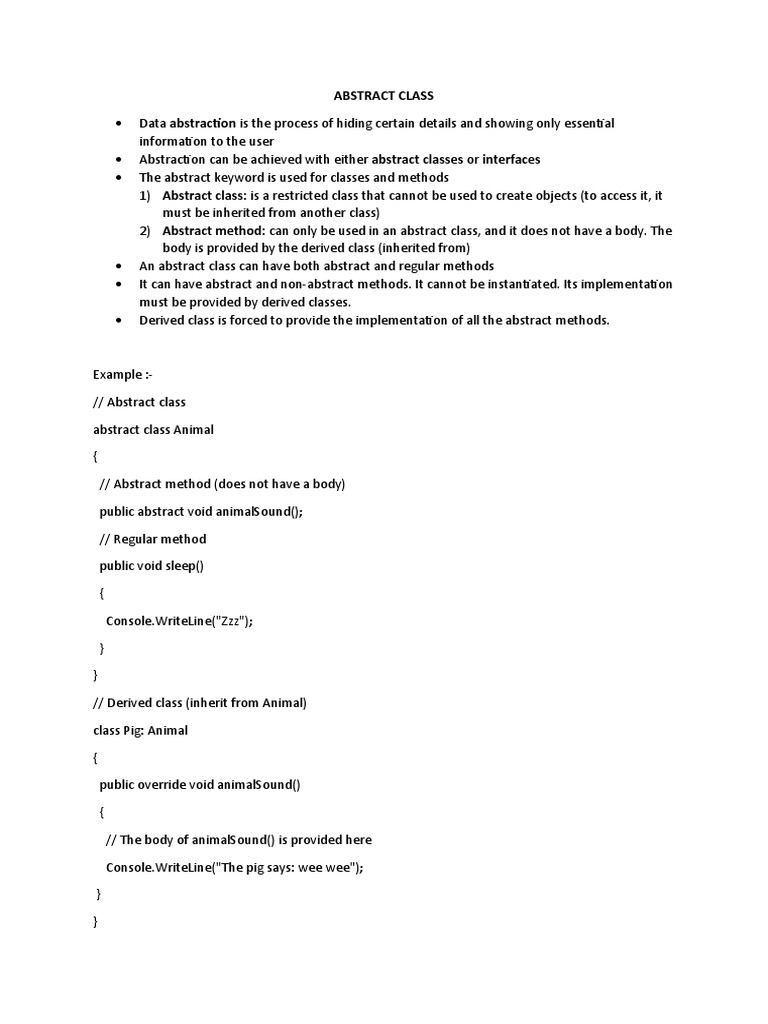 Day 1: Abstract Classes & Interfaces | PDF | Class (Computer ...