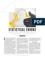 Statistical Errors: P Values, The Gold Standard' of Statistical Validity, Are