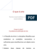 O que é arte: teorias essencialistas e não-essencialistas