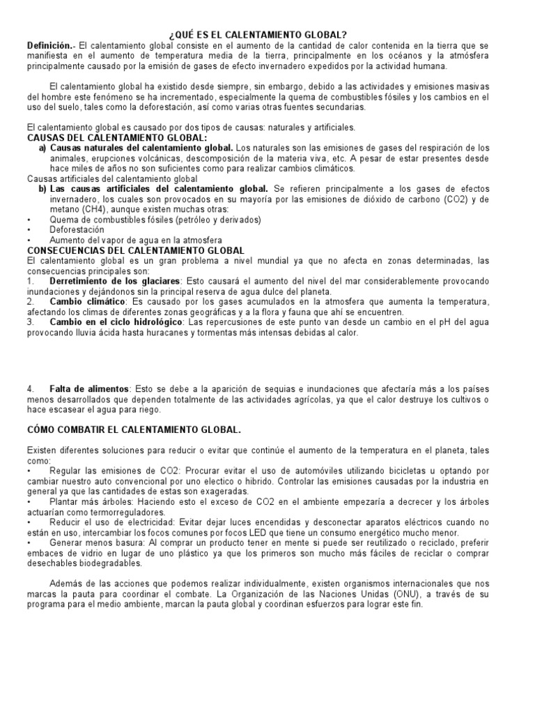 Qué Es El Calentamiento Global | PDF | Gases de efecto invernadero ...