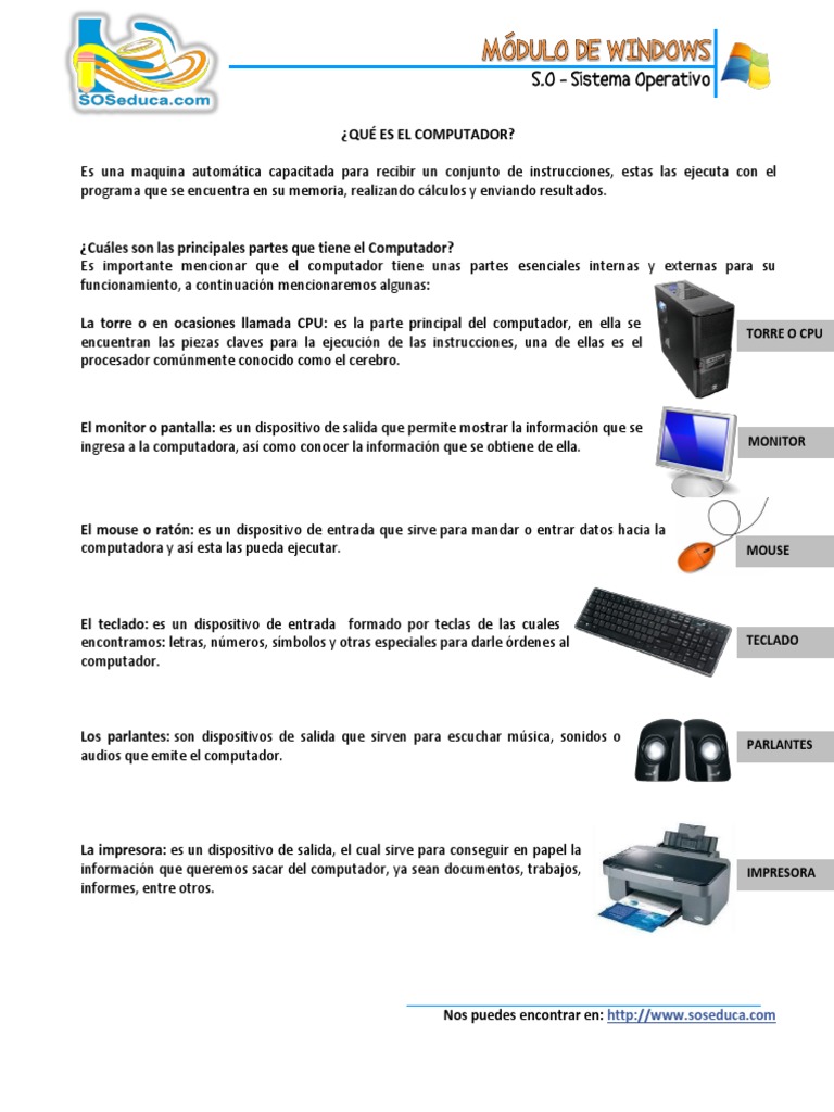 Partes y funciones del computador | PDF | Periférico | Hardware de la ...