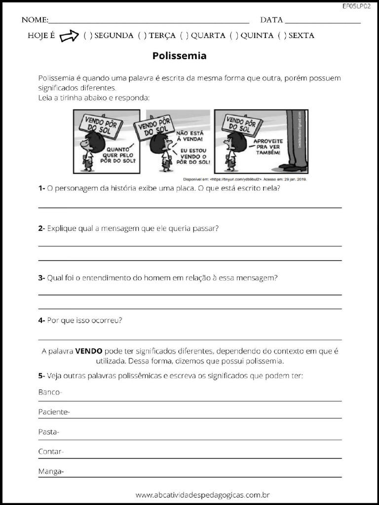 5º ano- Polissemia | PDF