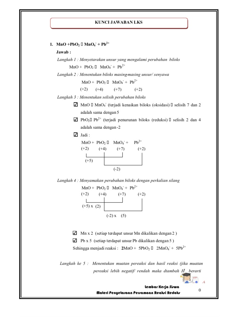 Kunci Jawaban Lks Redoks