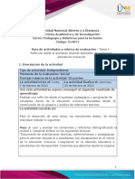 Guía de Actividades y Rúbrica de Evaluación - Unidad 1-Tarea 1 - Reflexión Desde El Quehacer Docente Facilitador de Escenarios Educativos