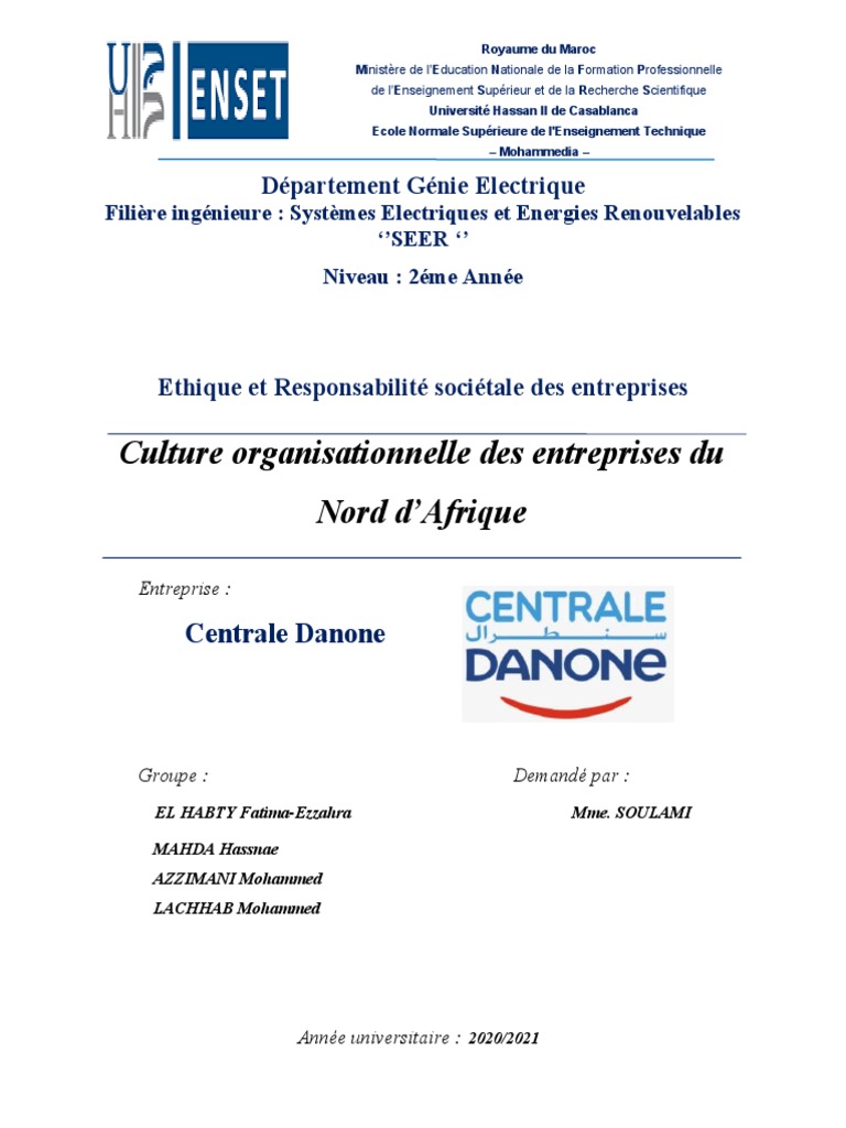 RSE et Culture d'Entreprise chez Danone | PDF | Sécurité | Yaourt