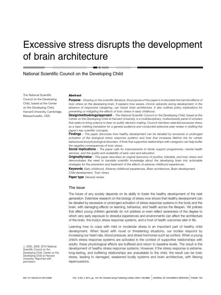 Impact of Toxic Stress on Child Brain | PDF | Stress (Biology ...