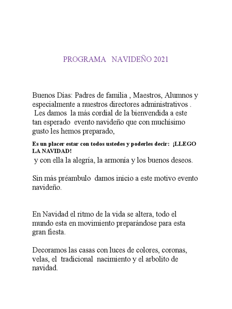 Programa Navideño 2021: Celebración y Tradición | PDF | Navidad | Amor