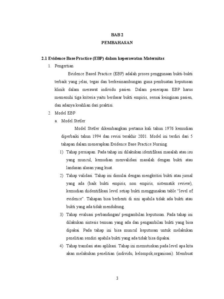 EBP dalam Keperawatan Maternitas: Model dan Implikasi | PDF | Karier ...