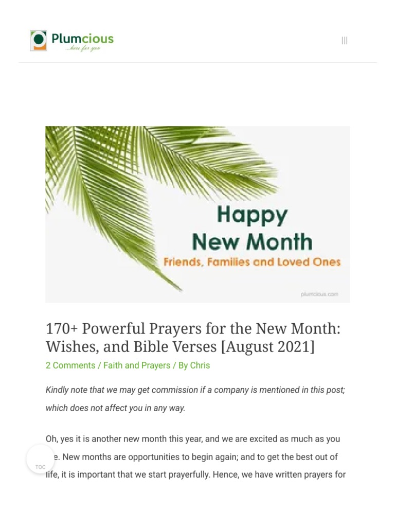August New Month Prayers and Verses | PDF | Prayer | Jesus