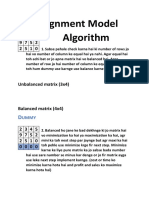 Assignment Model Algorithm