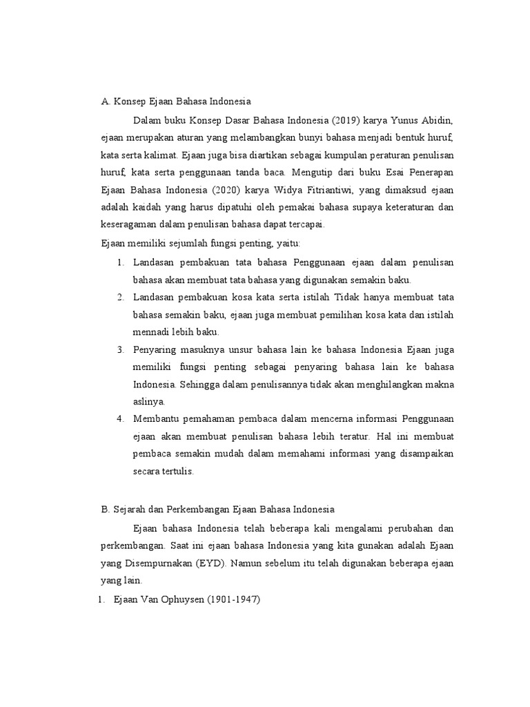Konsep Ejaan Bahasa Indonesia | PDF