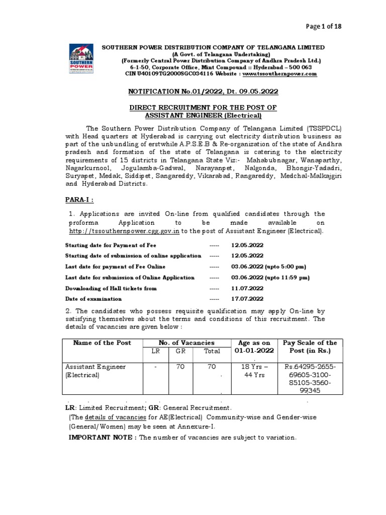 Southern Power Distribution Company of Telangana Limited PDF Electrical Network Rectifier