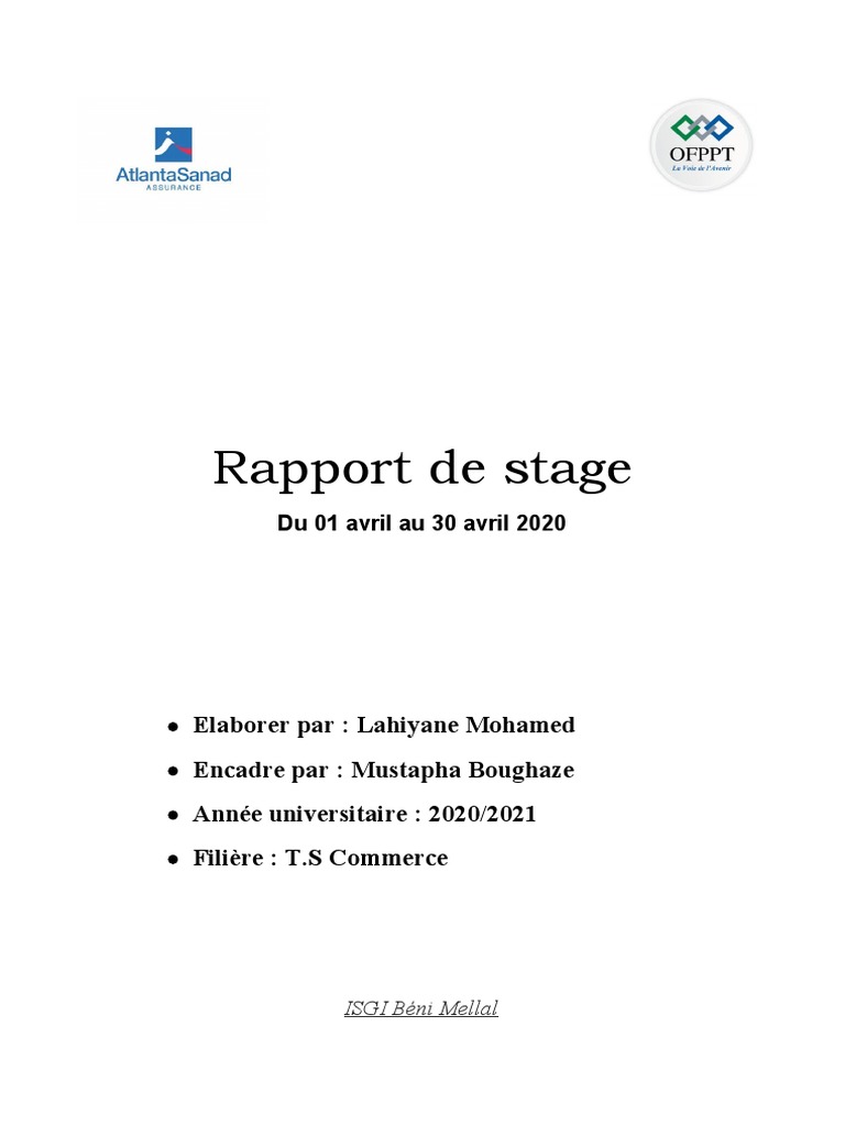 Rapport De Stage Pdf Assurance