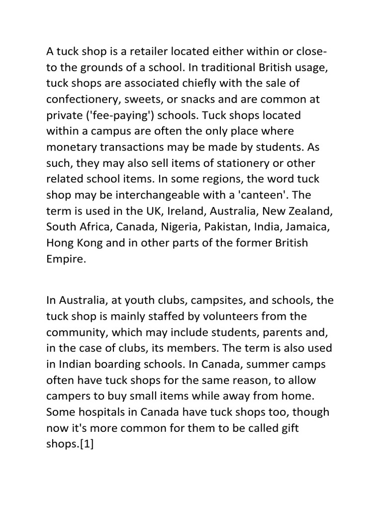 A Tuck Shop | PDF | Food And Drink