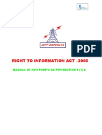Right To Information Act - 2005: Manual of Xvii Points As Per Section 4 (1) B