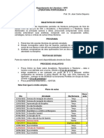 PROGRAMA DE LITERATURA PORTUGUESA II - 2022 - 1S