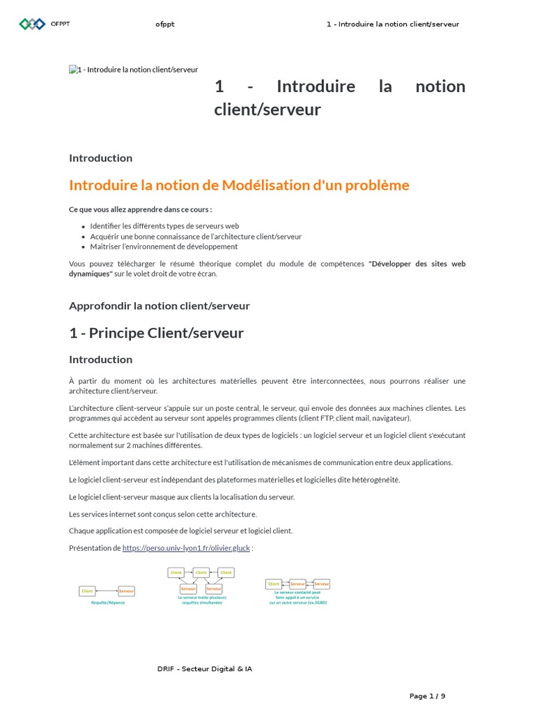 Introduction à l'Architecture Client/Serveur | PDF | Serveur web ...